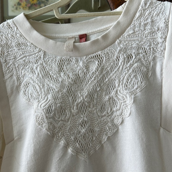 Anthropologie Pilcro lace and eyelet white sweatshirt - Picture 3 of 6